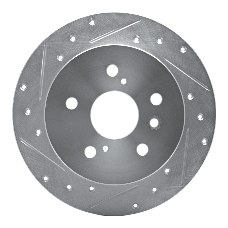 Lexus ES350 Brake Rotor (1) - Rear Left - R1 Concepts - Drilled & Slotted - Silver - `07-`12